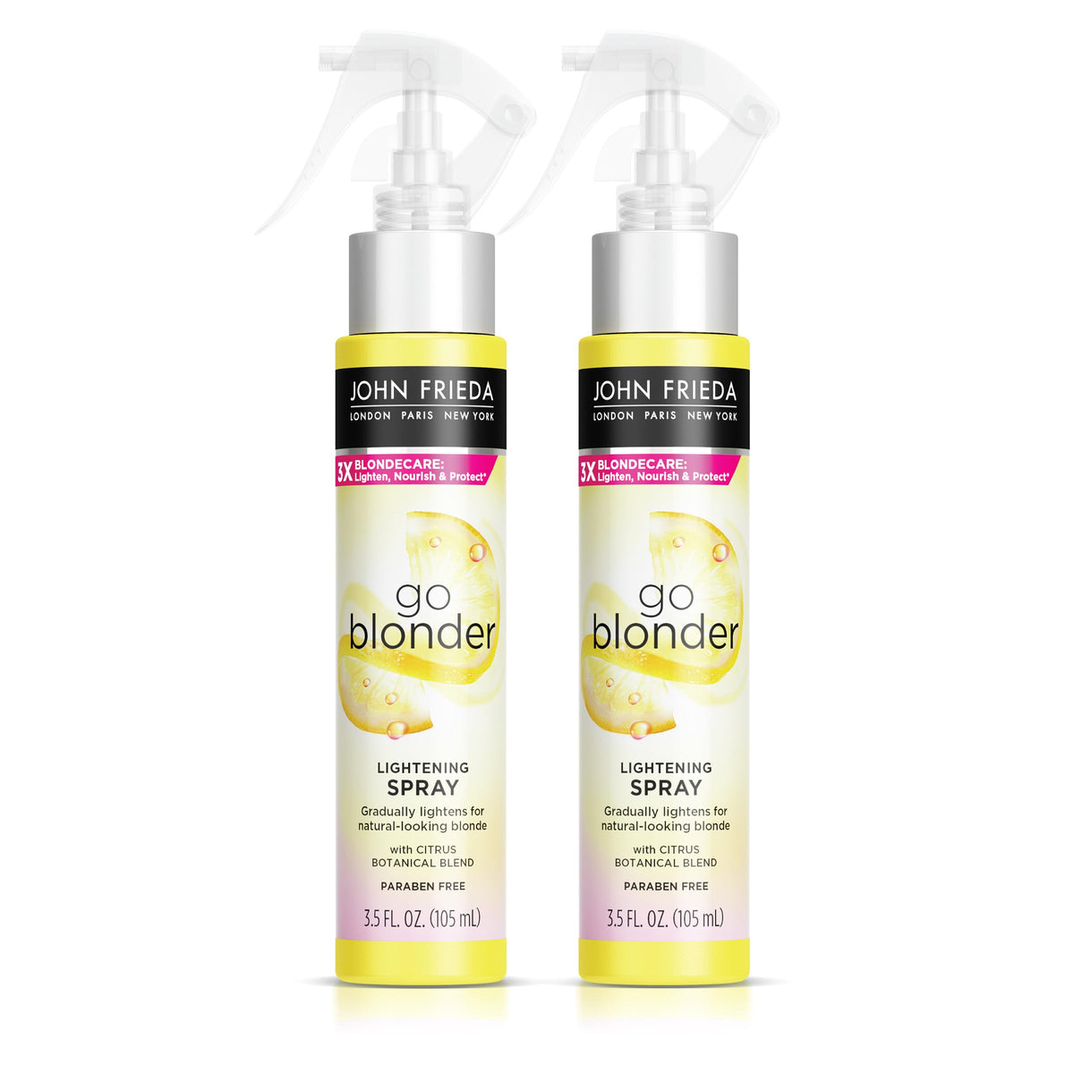 John Frieda Go Blonder Lightening Spray bottle front shows gradual lightening