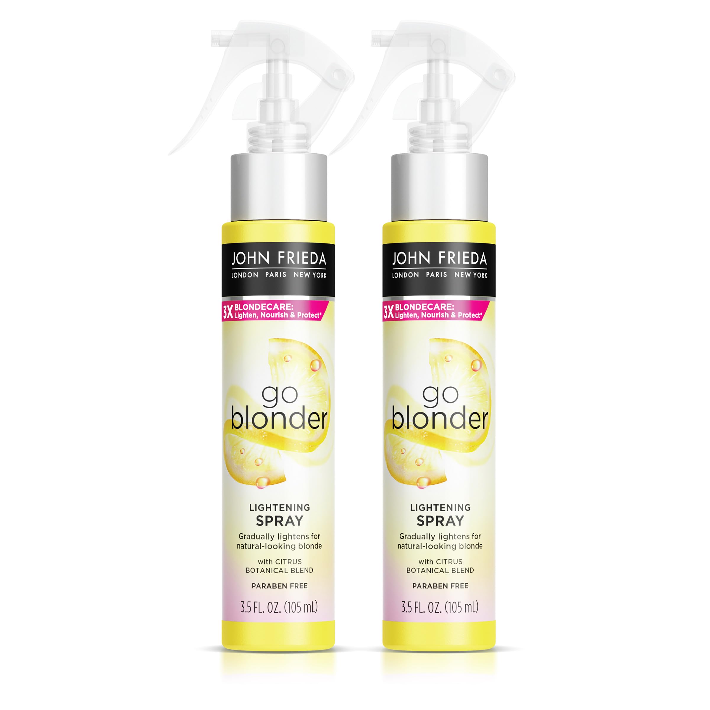 John Frieda Go Blonder Lightening Spray bottle front shows gradual lightening