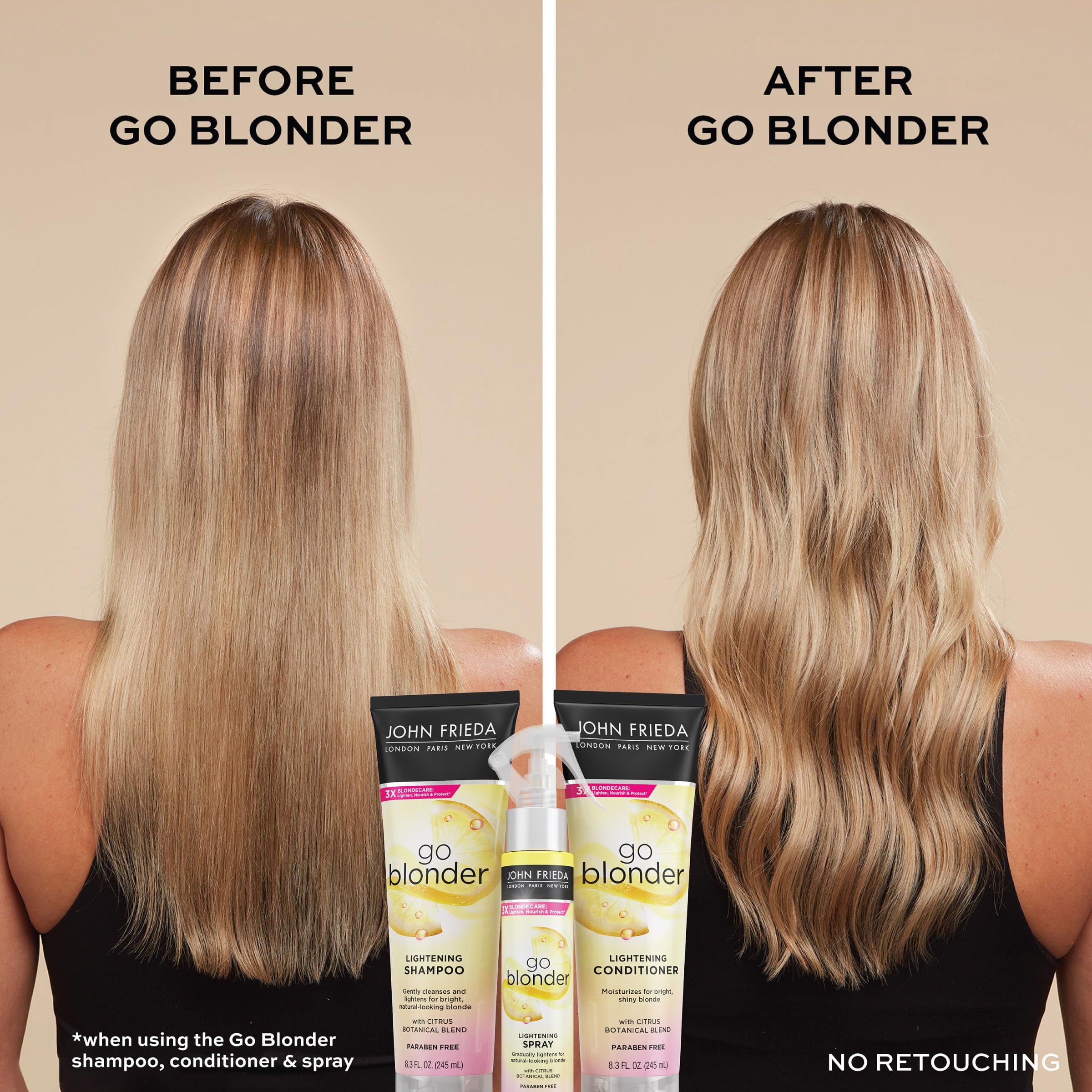 Spray-dispense moment demonstrates even application on hair for natural-looking results