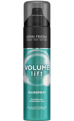 John Frieda Luxurious Volume Forever Full hairspray bottle delivers all-day lift for fine hair