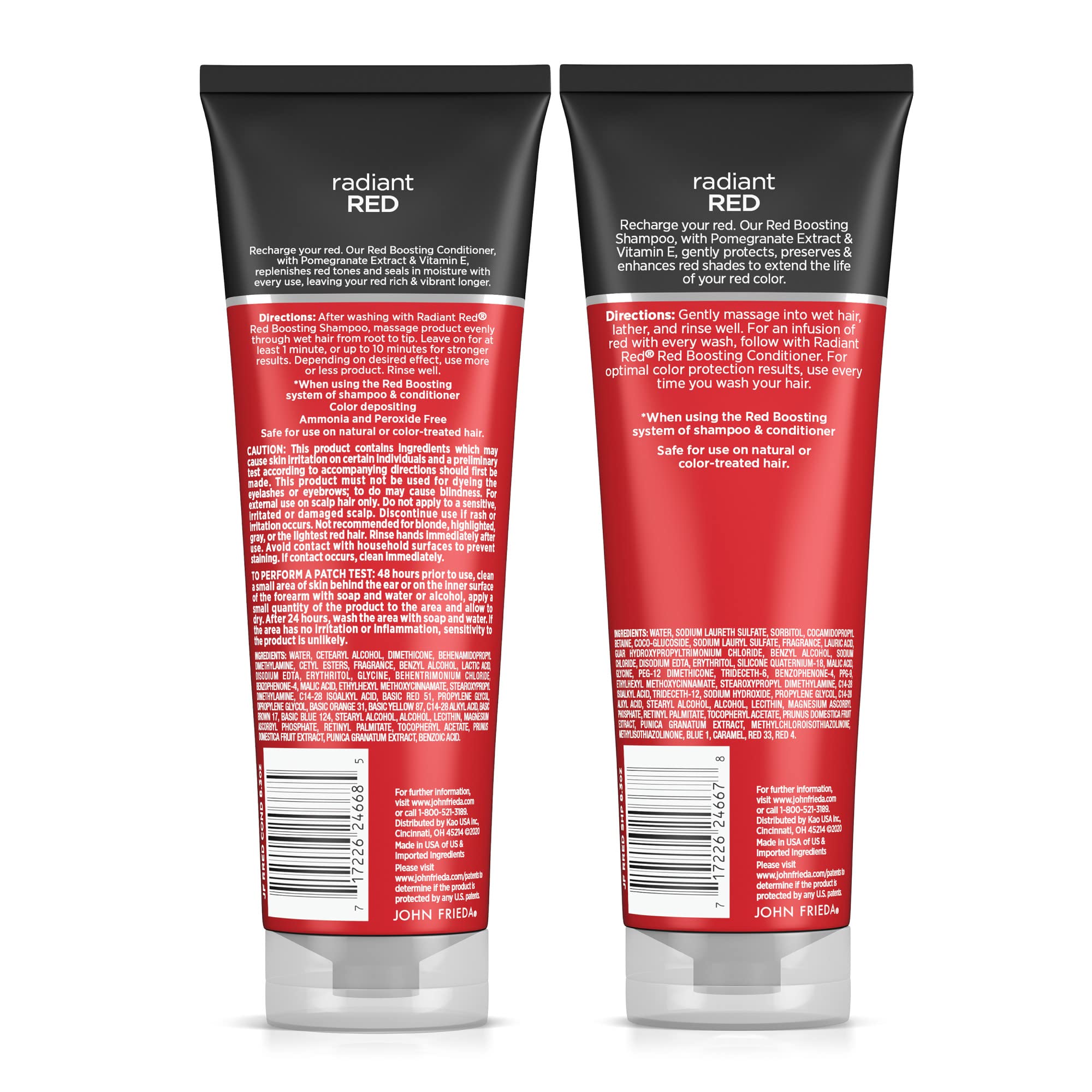 John Frieda Radiant Red salon-fresh look vibe on bathroom shelf