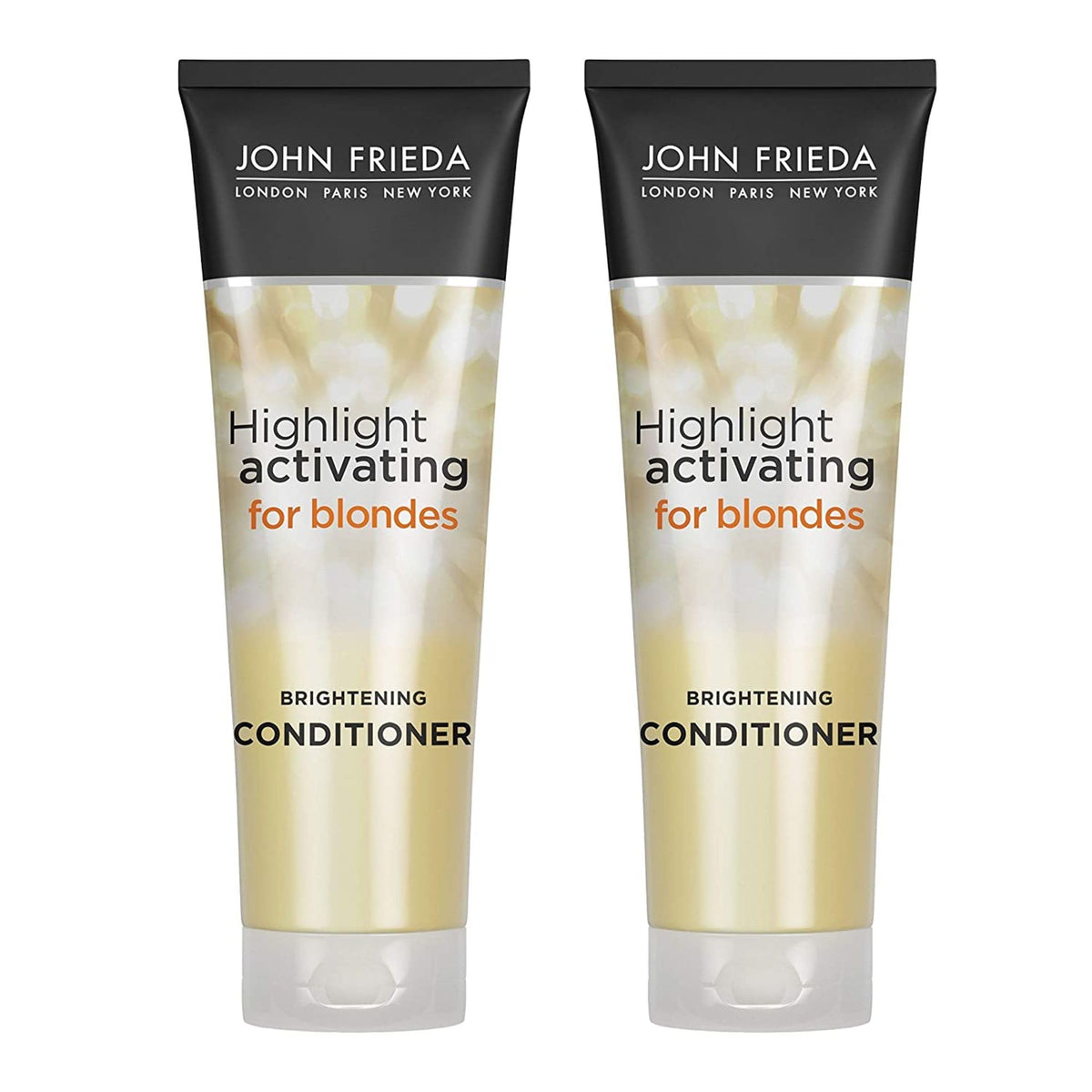 John Frieda Sheer Blonde highlight-activating conditioner bottle for brightening hair care