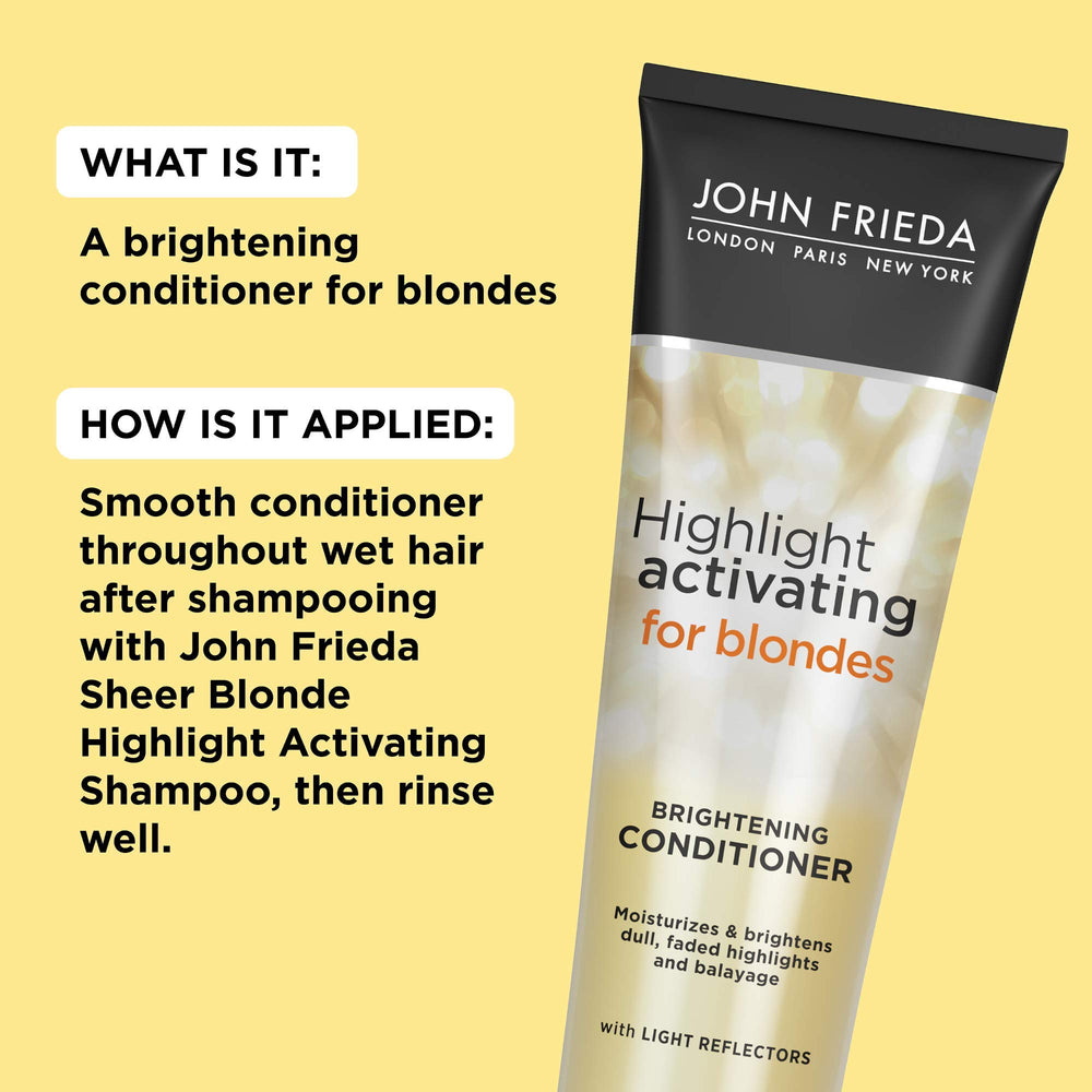 John Frieda highlight-activating conditioner applied to hair for even distribution