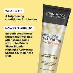 John Frieda highlight-activating conditioner applied to hair for even distribution