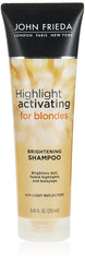 John Frieda Sheer Blonde Highlight Activating Shampoo bottle showcases brightness for lighter blondes