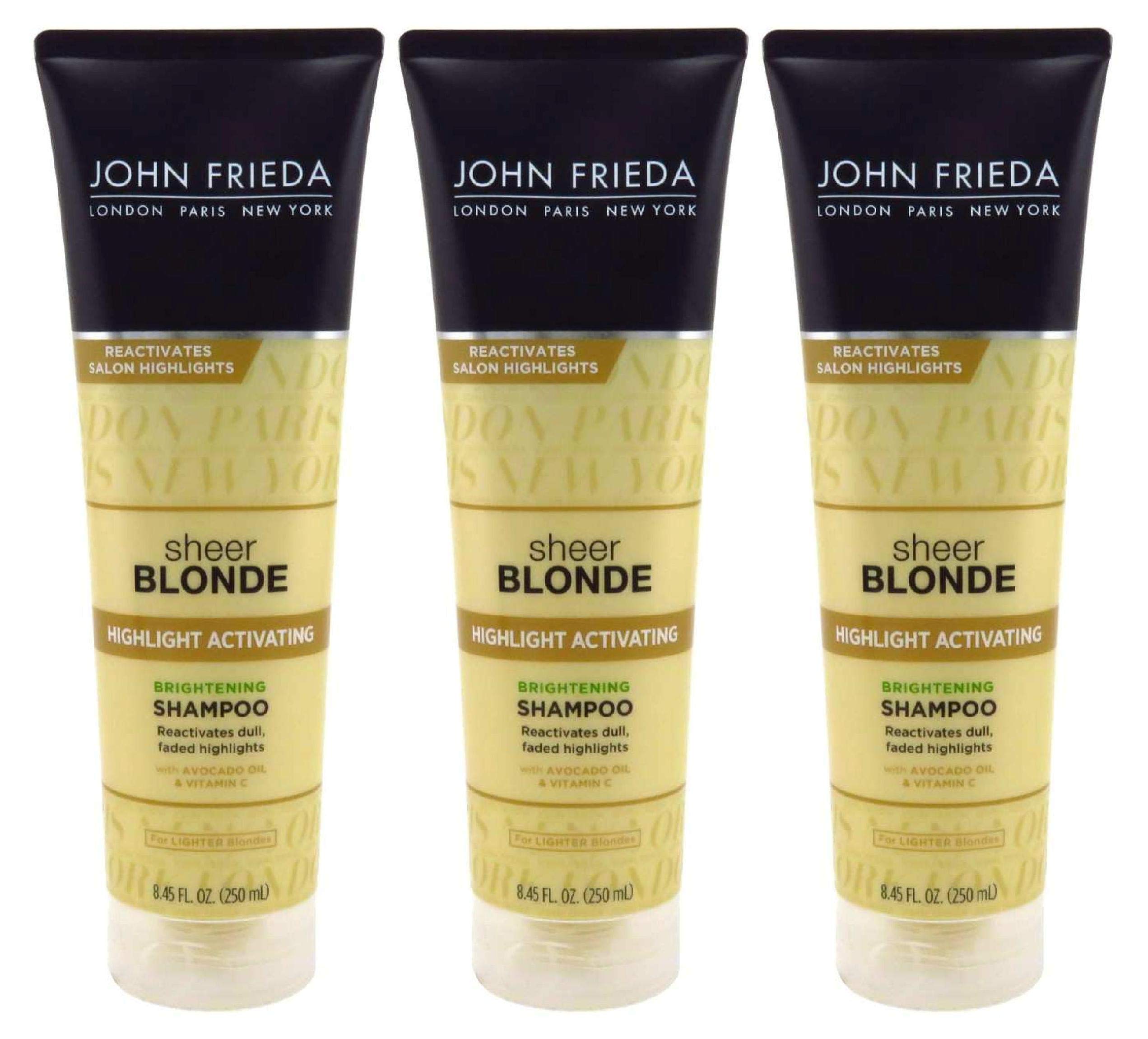 John Frieda Sheer Blonde Shampoo pack-3-bottles enhances shine for lighter blondes
