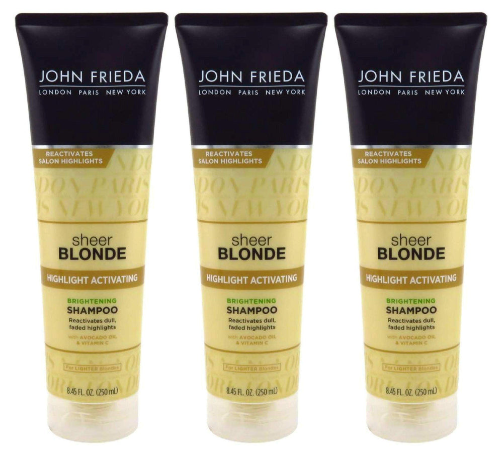 John Frieda Sheer Blonde Shampoo pack-3-bottles enhances shine for lighter blondes
