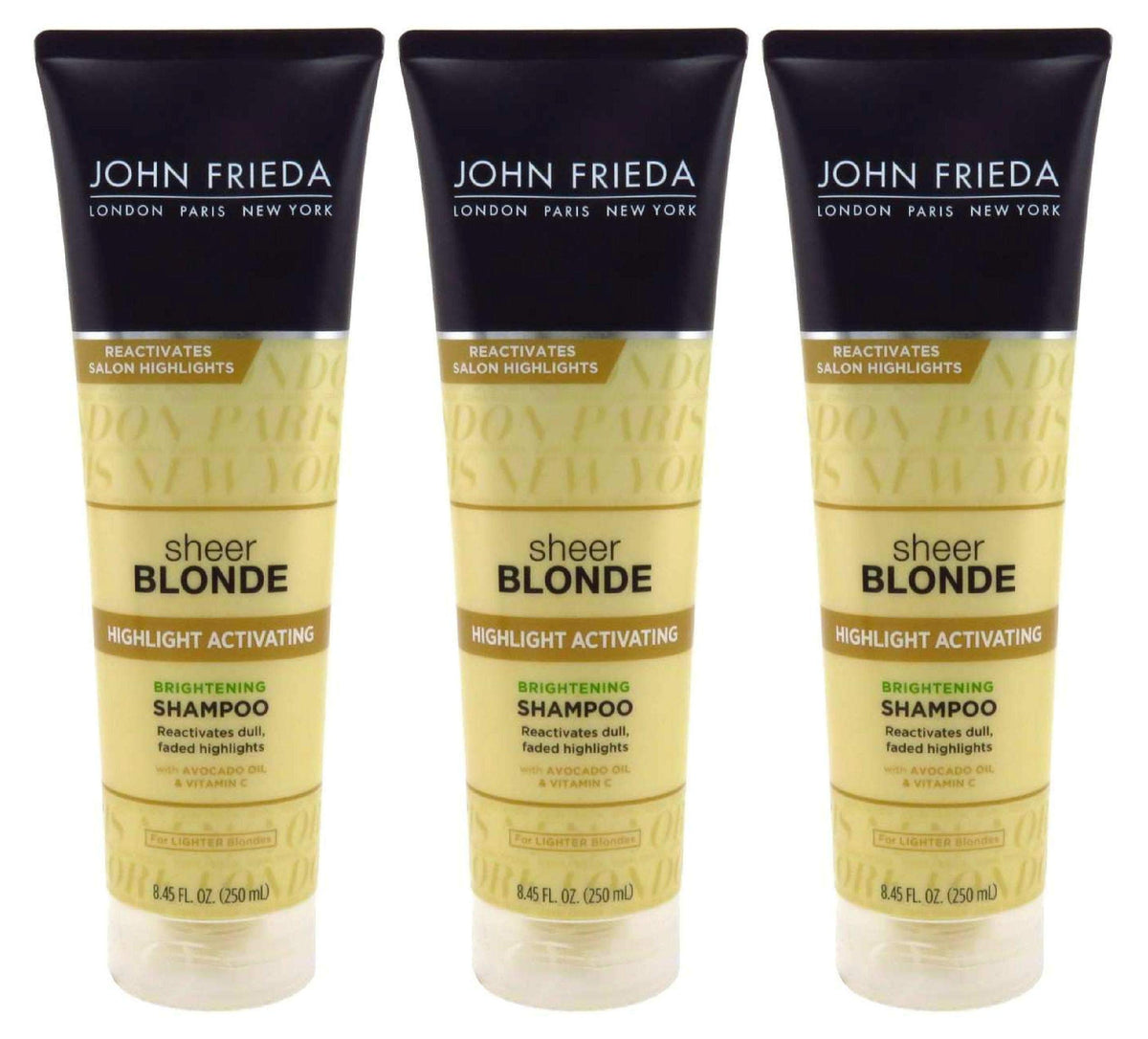 John Frieda Sheer Blonde Shampoo pack-3-bottles enhances shine for lighter blondes