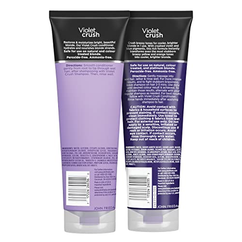 John Frieda Violet Crush label close-up highlights violet pigment formula