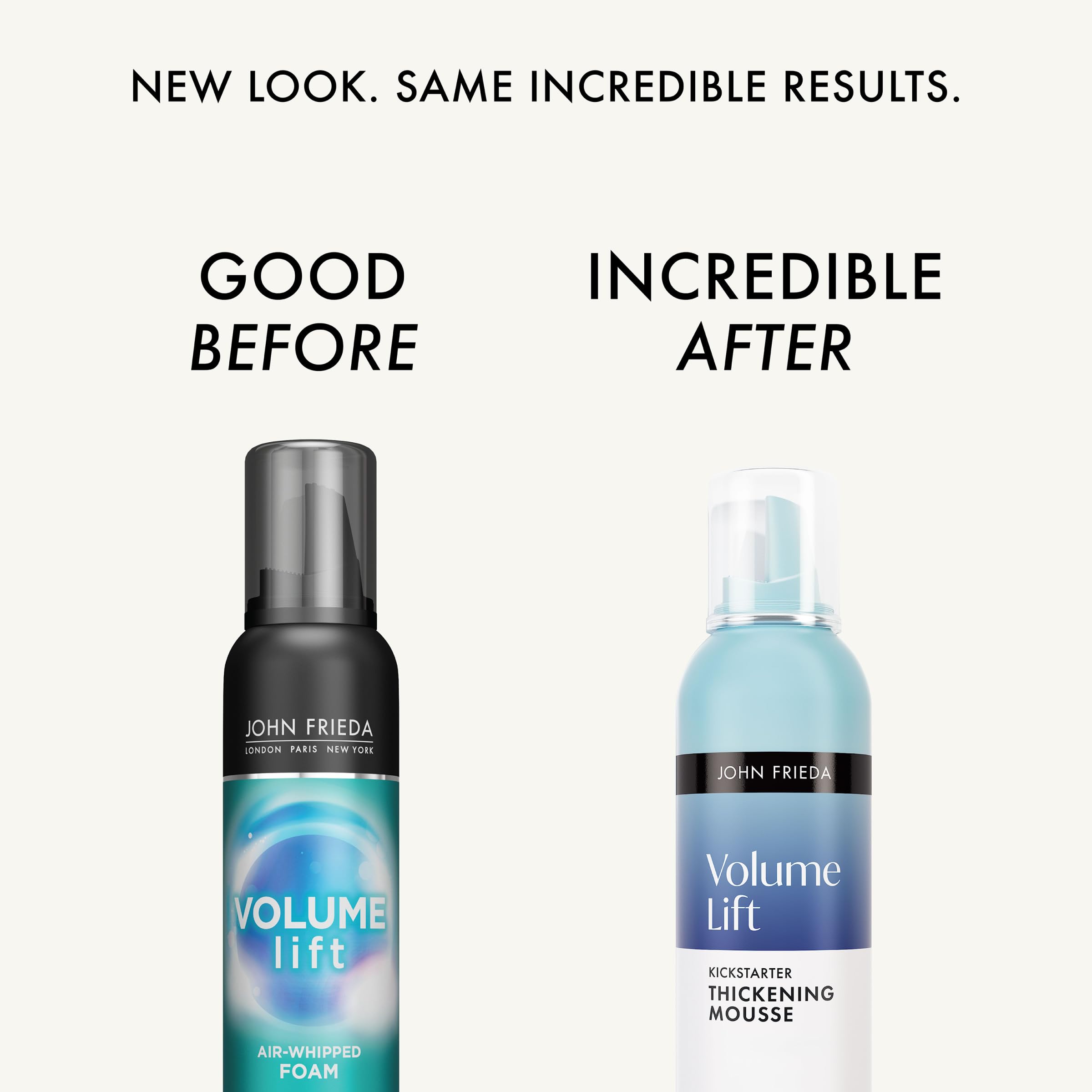 Closeup of John Frieda Volume Lift air-silk technology highlighting airy texture for volumizing styling.