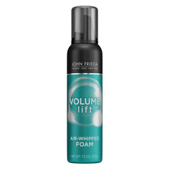 John Frieda Volume Lift Air Whipped Foam bottle delivering lightweight lift for fine hair.
