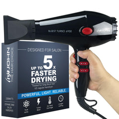John Super Fast Drying Hair Dryer front view with sleek black design for quick styling