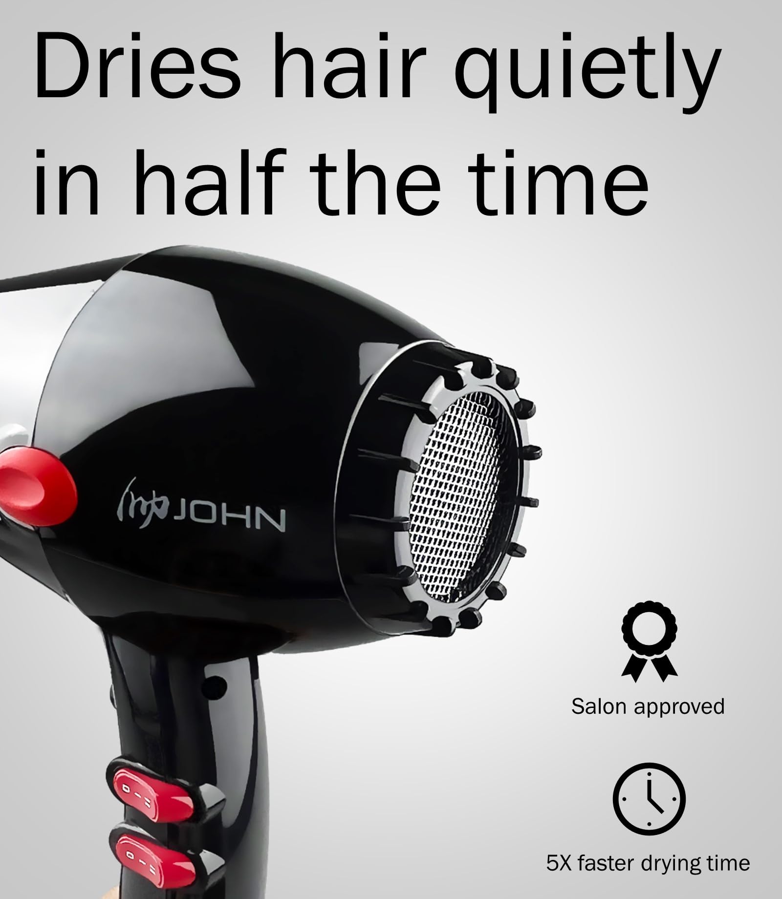 John Super Fast Drying Hair Dryer rotating airflow close-up for even heat direction