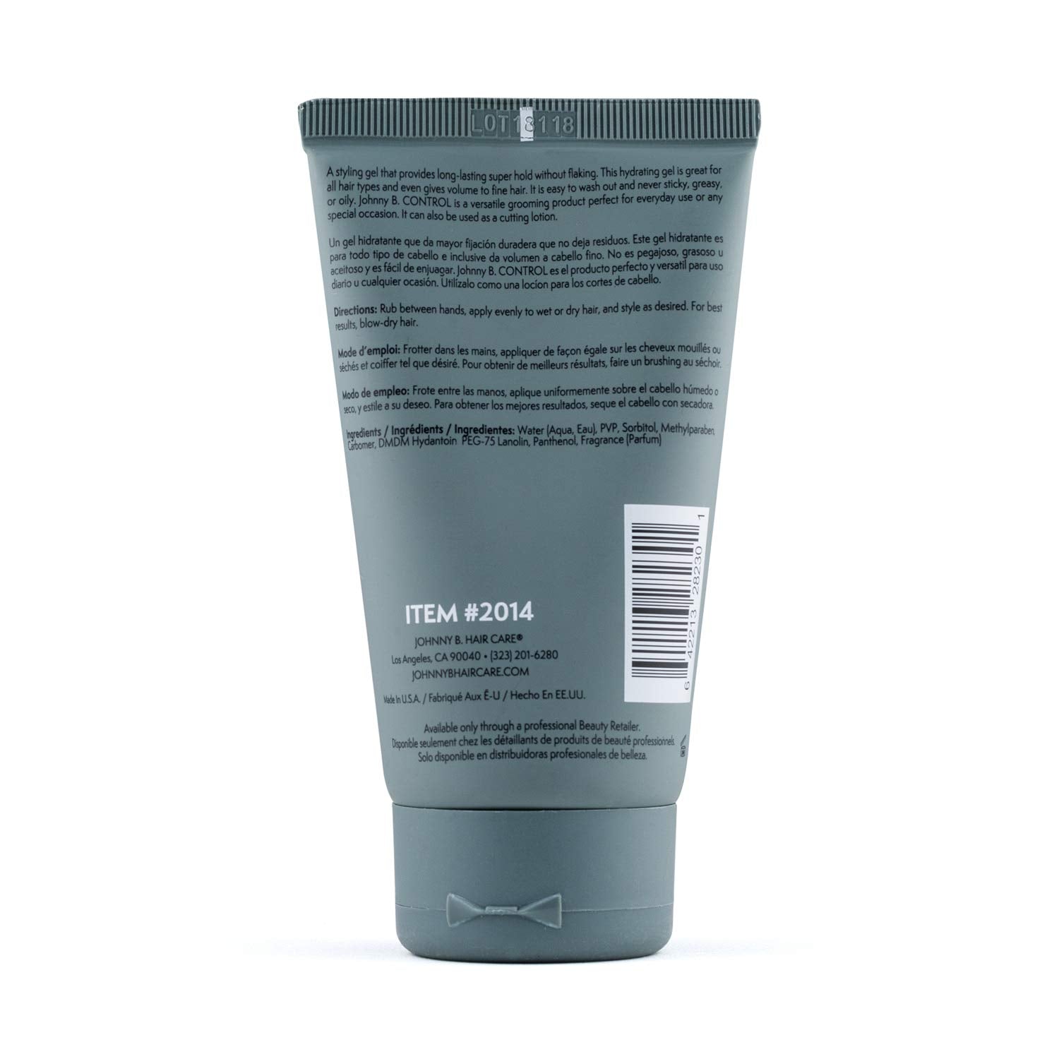 Johnny B. Control strong-hold gel application showing long-lasting control.