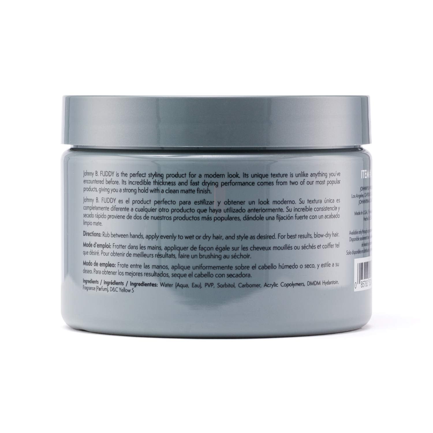 JOHNNY B. Fuddy hand-application highlights easy even distribution for lasting hold