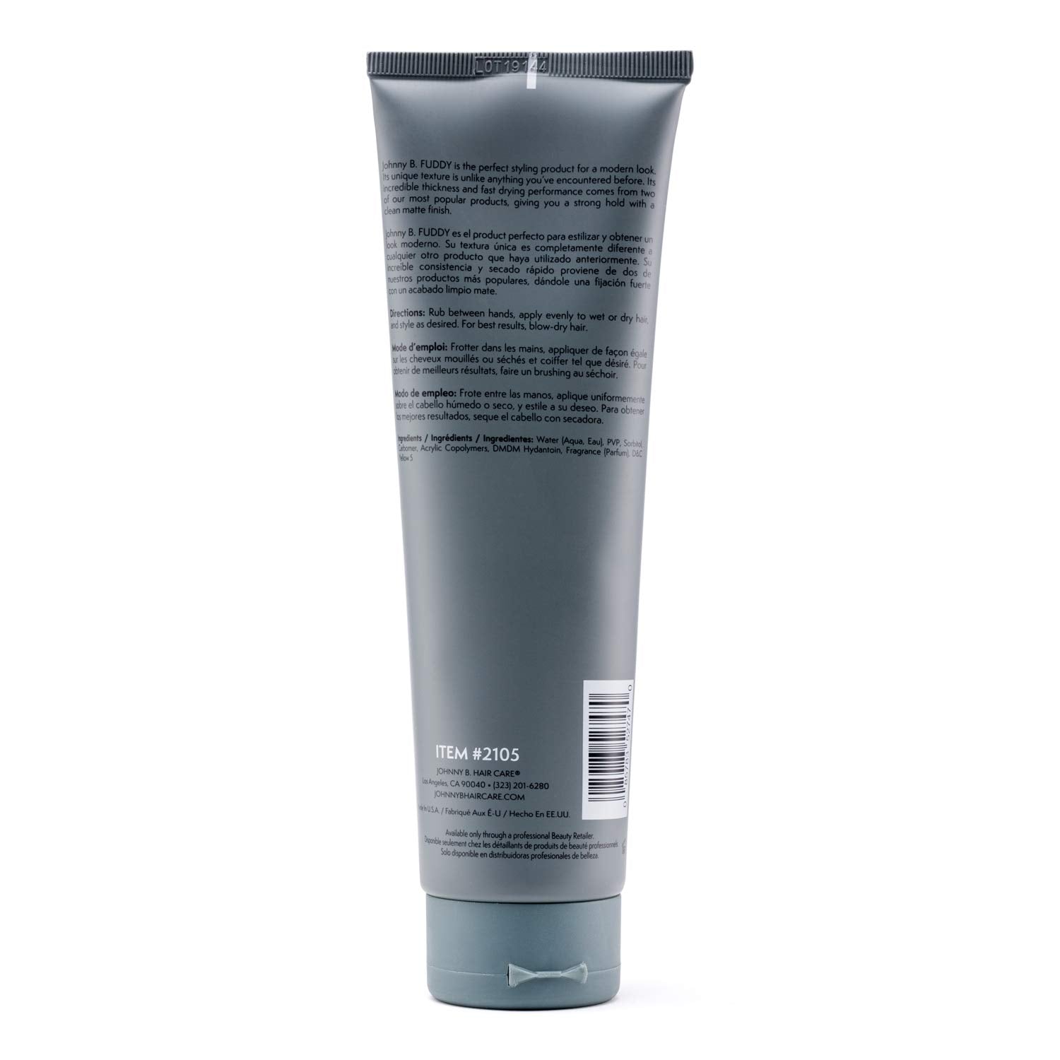 JOHNNY B. Fuddy Strong gel being applied demonstrates quick-dry formula.