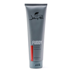 JOHNNY B. Fuddy Strong gel packaging highlights matte hold for modern styles.