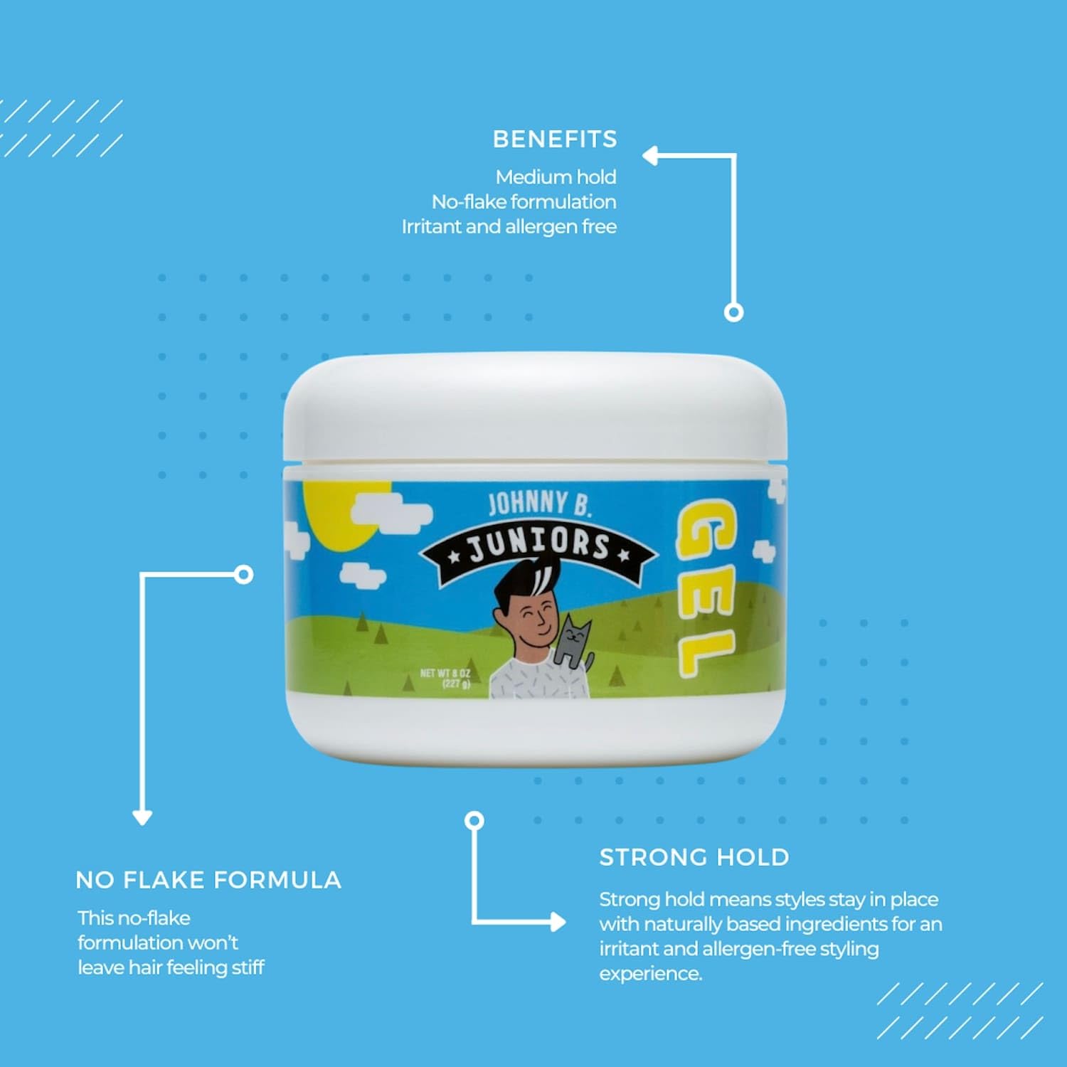 Johnny B. Juniors gel helps kids shape playful styles.