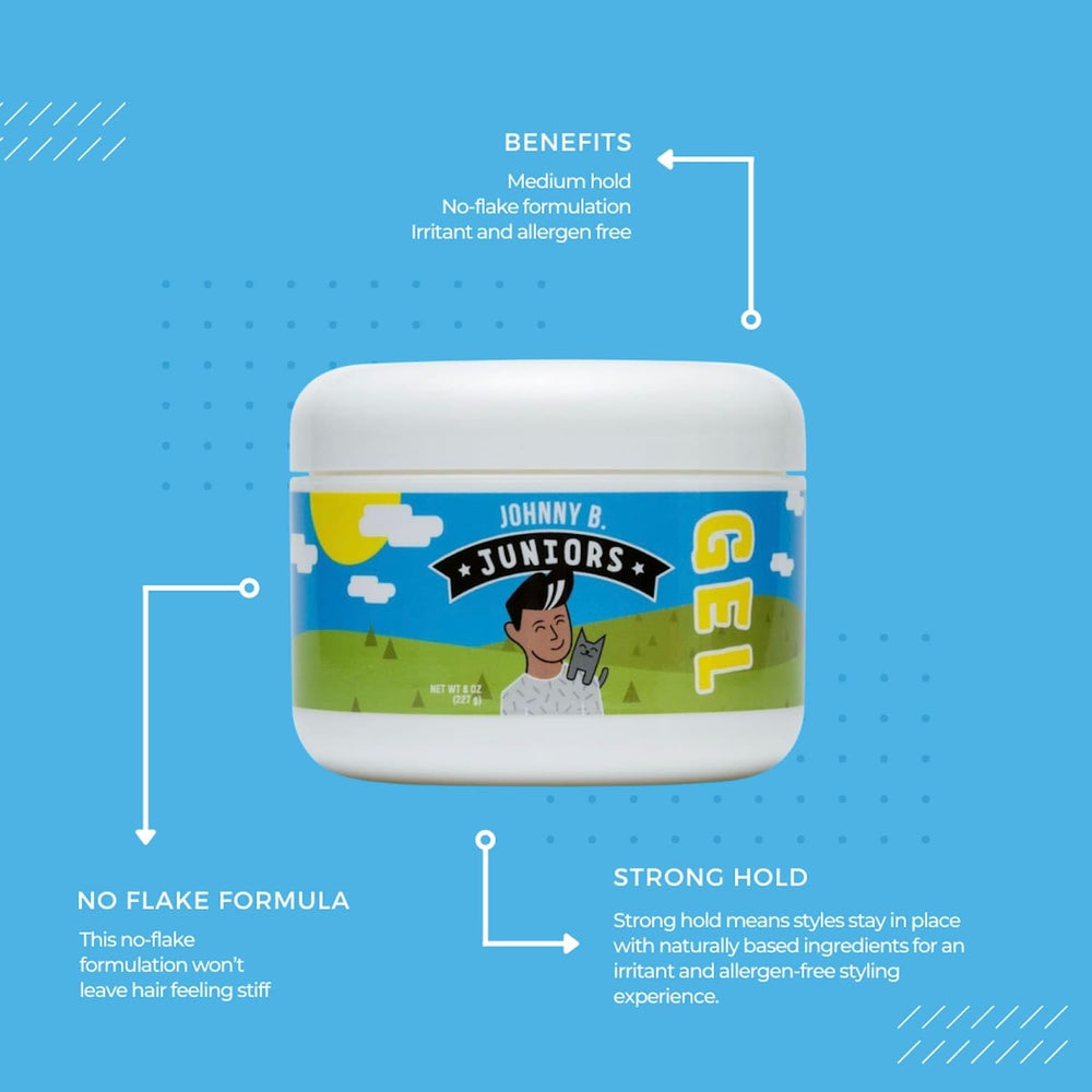 Johnny B. Juniors gel helps kids shape playful styles.