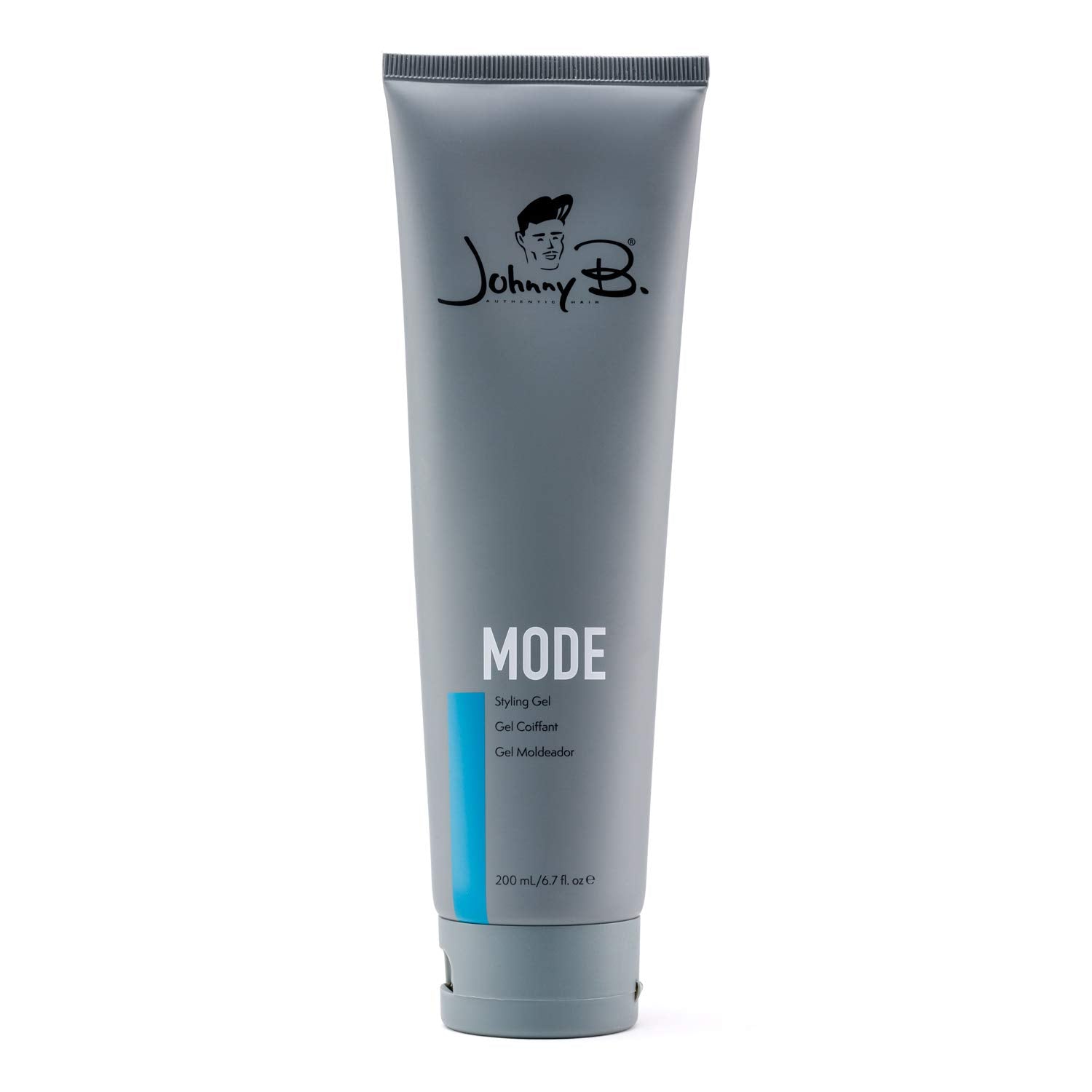 Johnny B. Mode bottle shown for controlled styling on medium to thick hair