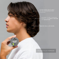 Johnny B. Molding Paste texture demonstration highlights defined, textured hair.