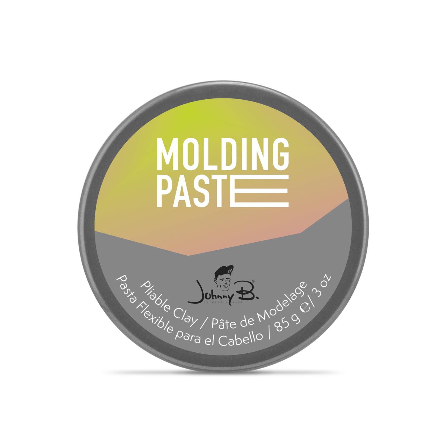 Johnny B. Molding Paste strong hold image conveys confident, long-lasting hold.