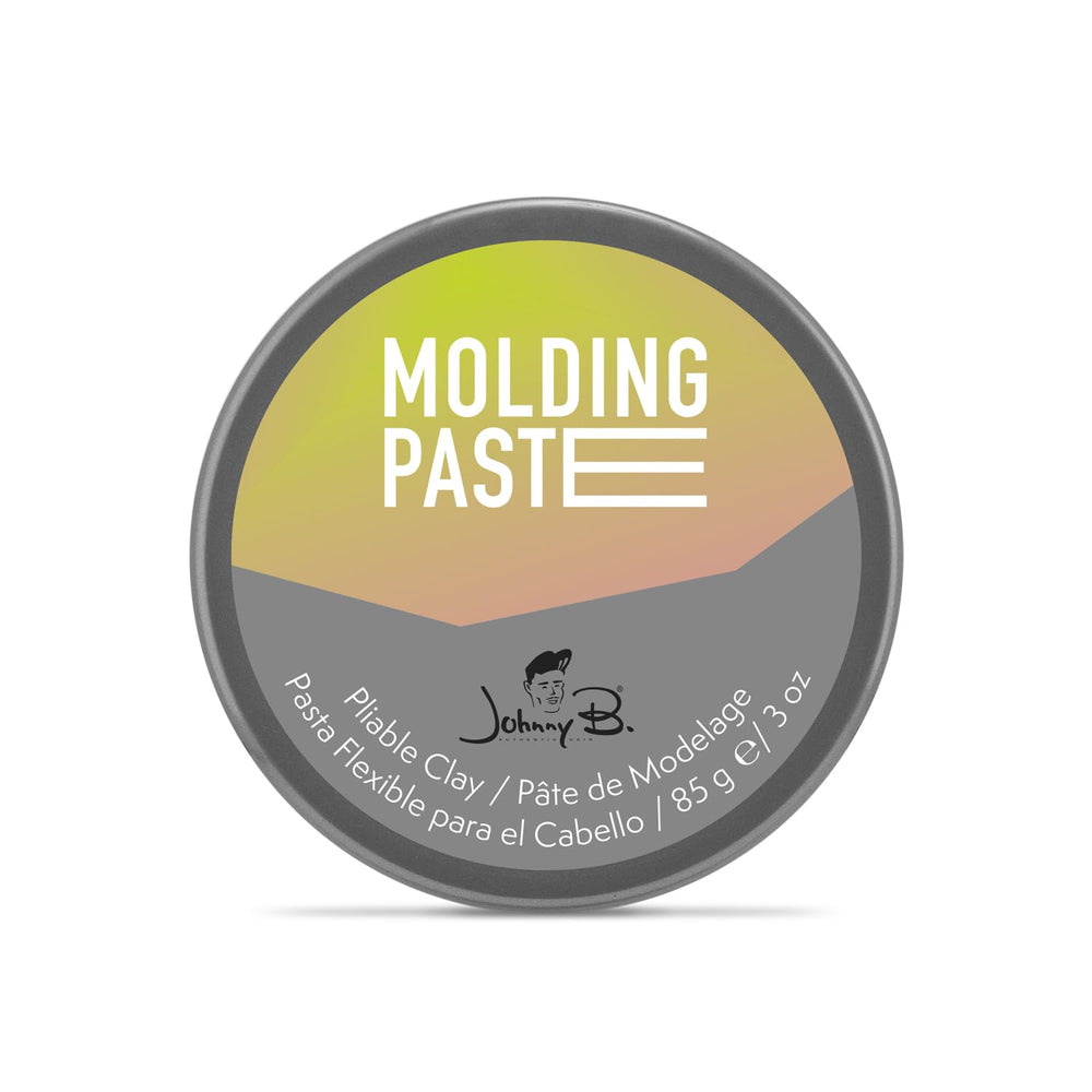 Johnny B. Molding Paste strong hold image conveys confident, long-lasting hold.