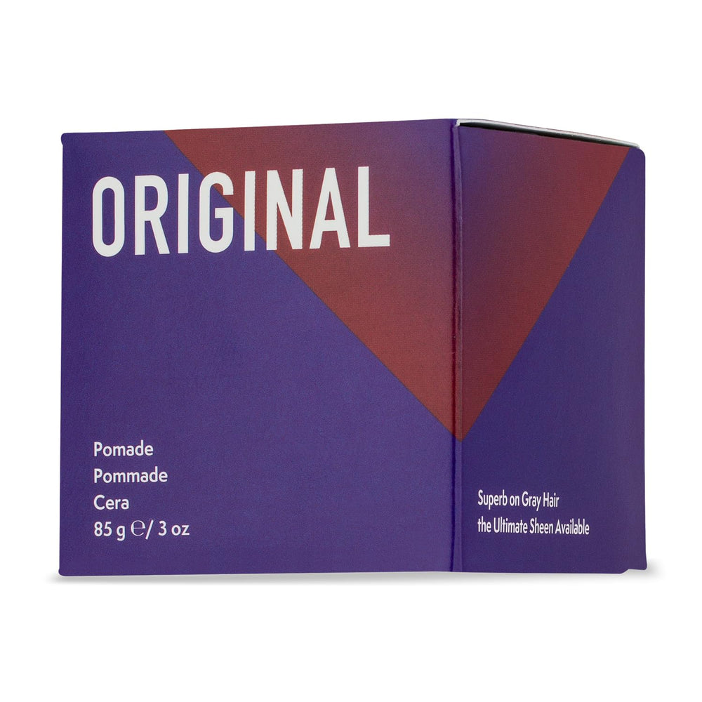 Johnny B Original Pomade bottle delivers salon-style shine and easy restyling.
