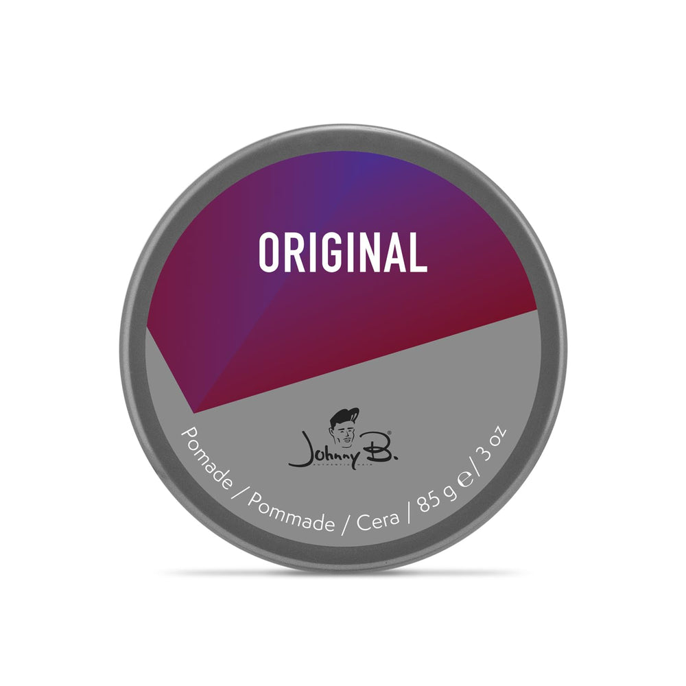 Johnny B Original Pomade application close-up shows smooth texture for controlled styling.