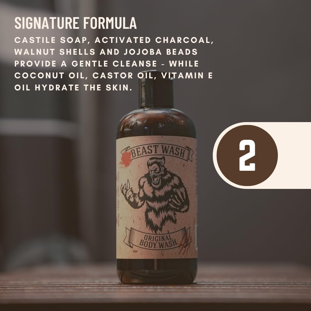 Johnny Slicks Body Wash original scent notes—masculine aroma for morning showers.