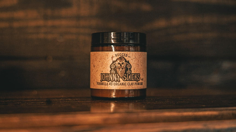 Johnny Slicks Formula 49 tin label emphasizes USA-made quality and authenticity