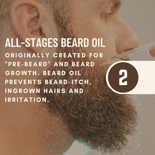 Johnny Slicks Beard Oil dropper pour showing precise application for beard care