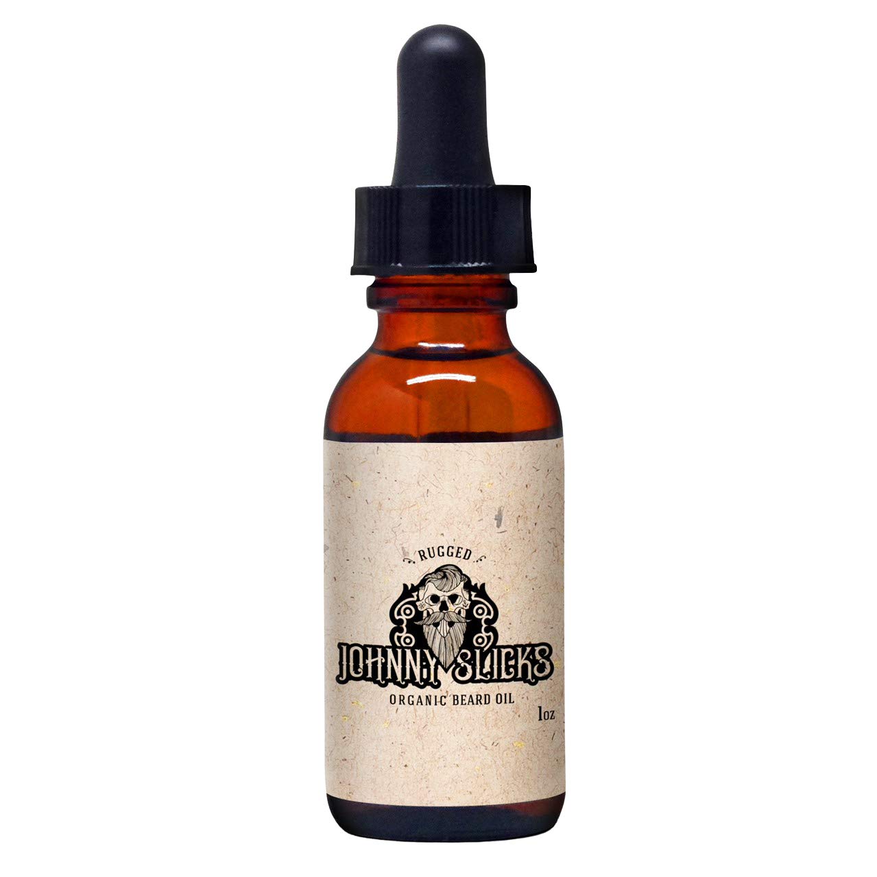 Johnny Slicks rugged beard oil bottle highlighting premium organic formula for grooming