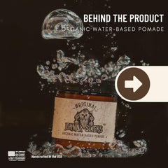 Johnny Slicks Water Based Pomade front label highlighting organic ingredients