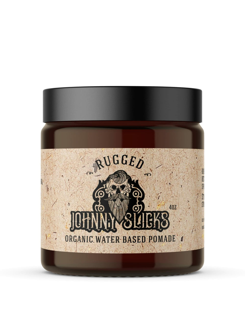 Johnny Slicks Water Based Pomade tube closeup showing strong hold and high shine