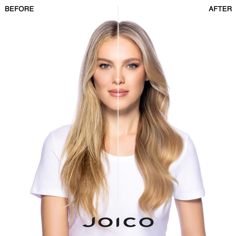 Joico Blonde Life brightening conditioner tube smooths and detangles for silky, manageable blonde hair.