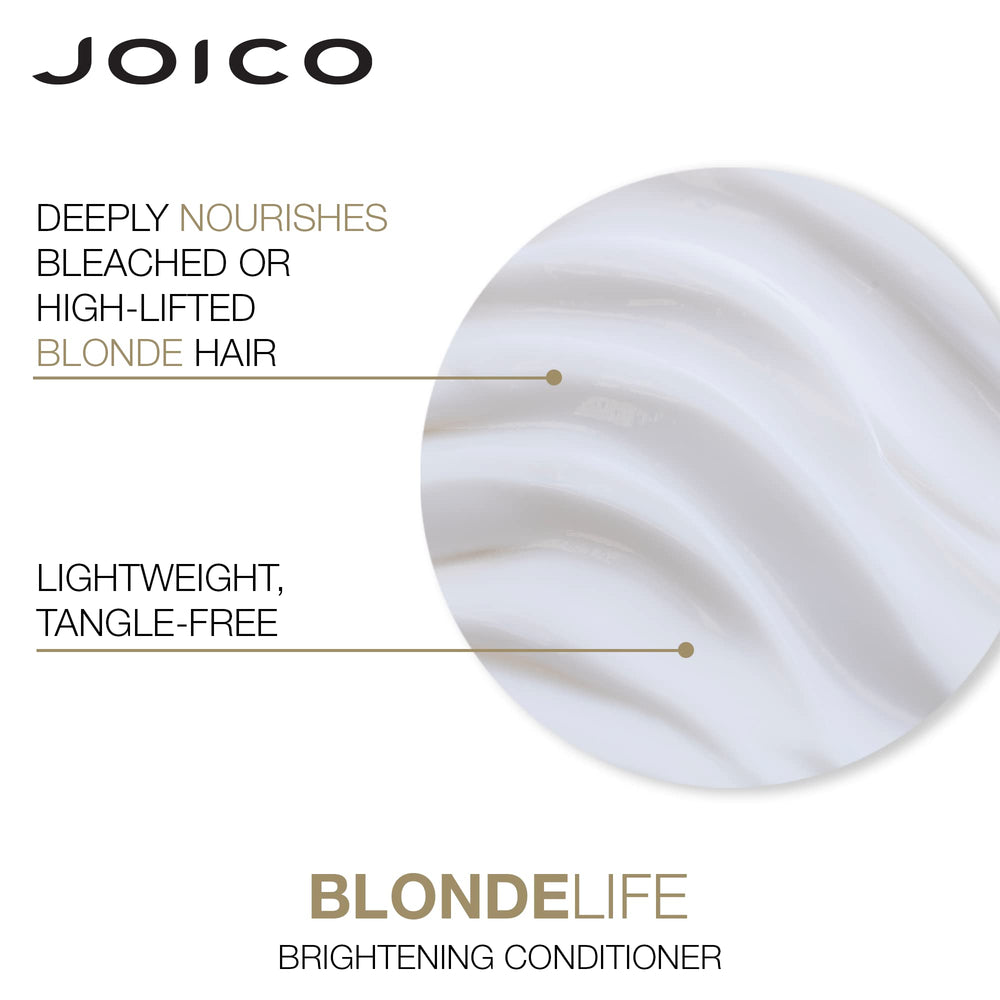 Sulfate-free formula from Joico Blonde Life respects hair integrity during cleansing.