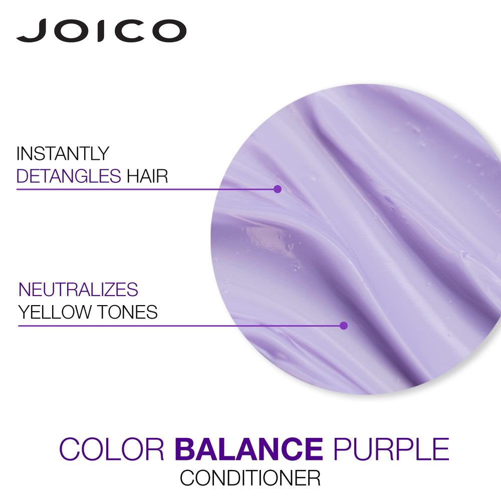 Joico Color Balance Purple Conditioner swatch showcases silky texture and vibrancy support.