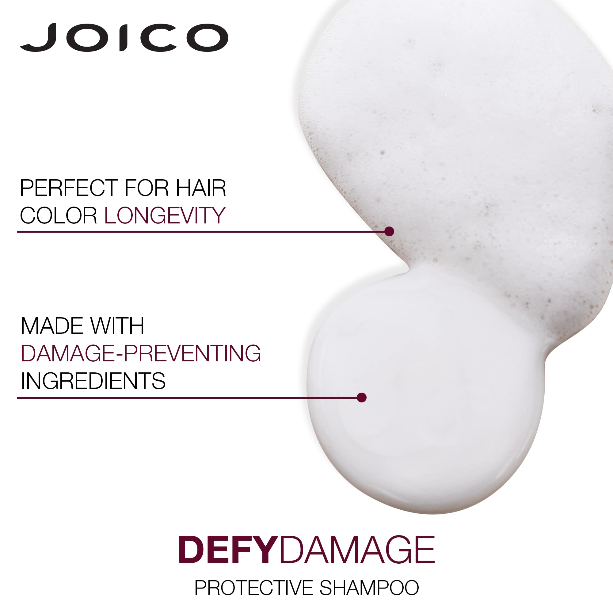 Joico Defy Damage set on bathroom shelf—daily moisture and color protection.