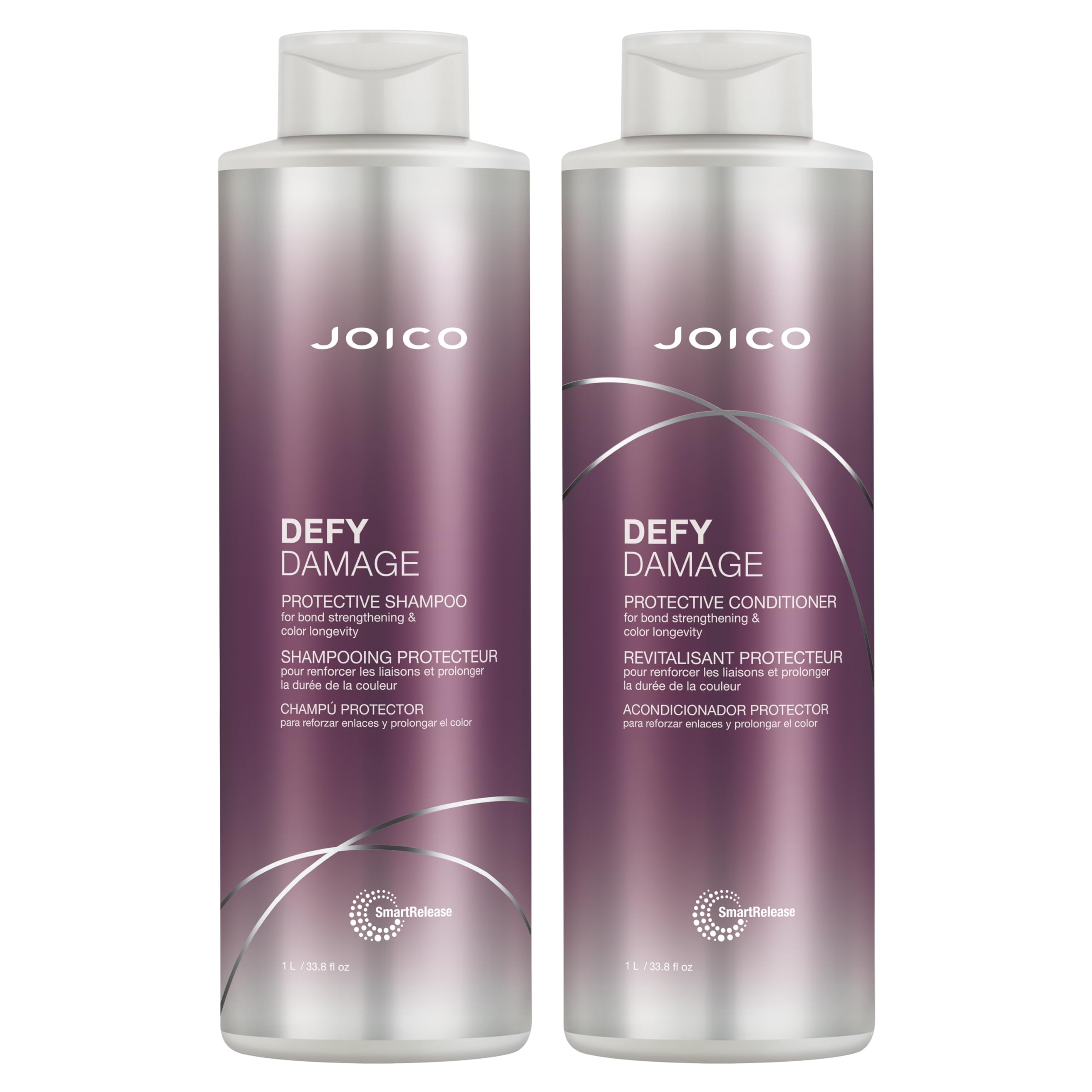 Joico Defy Damage shampoo bottle closeup—color-safe cleansing for vibrant, resilient hair.