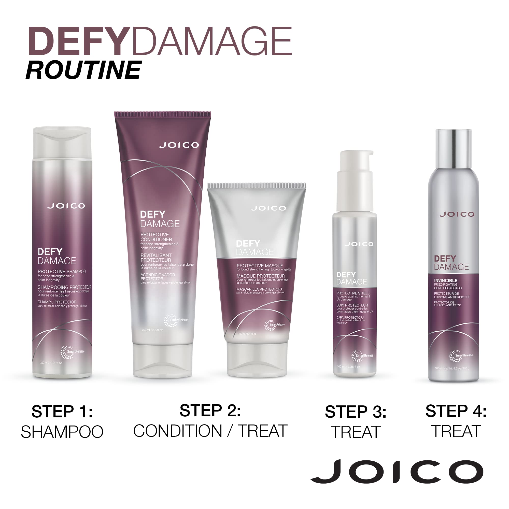 Joico Defy Damage styling ready hair shows tangle-free, weightless hold