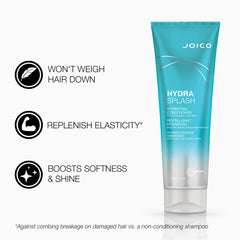 Joico HydraSplash shampoo lather close-up demonstrating rich cleansing without weighing hair down