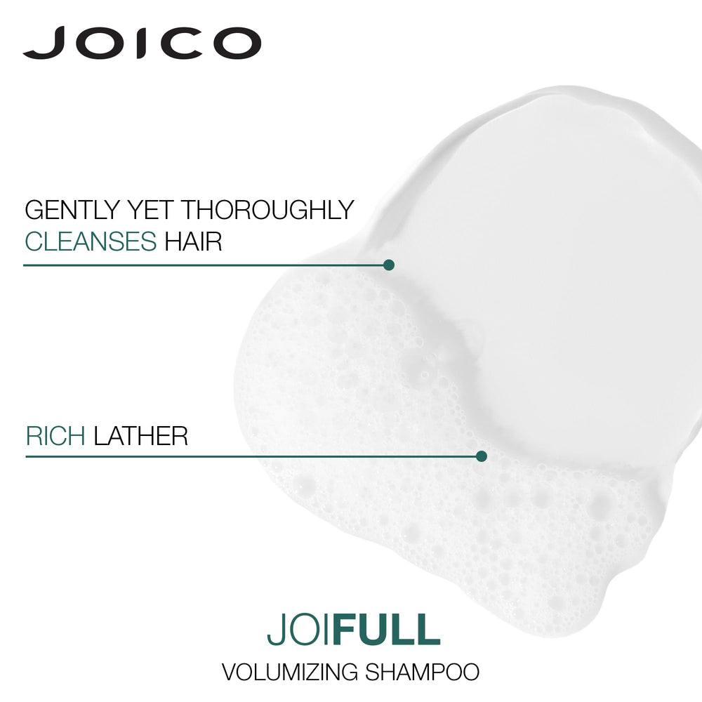 Joico JoiFULL shine close up highlighting glossy finish on fine hair.