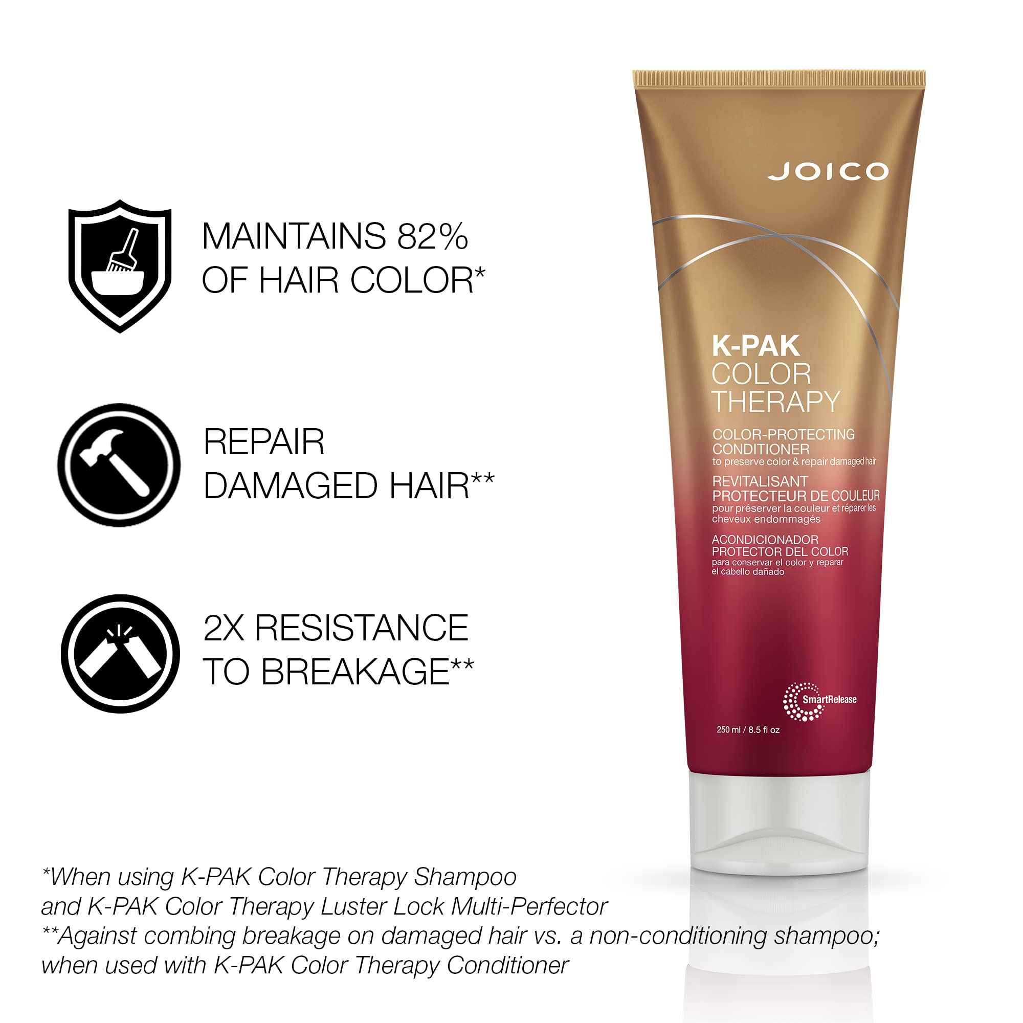 Joico K-pak Color Therapy conditioner smoothing-hair closeup shows detangling and moveable shine
