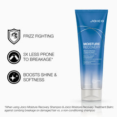 Joico Moisture Recovery shampoo lather close-up emphasizing rich hydration.