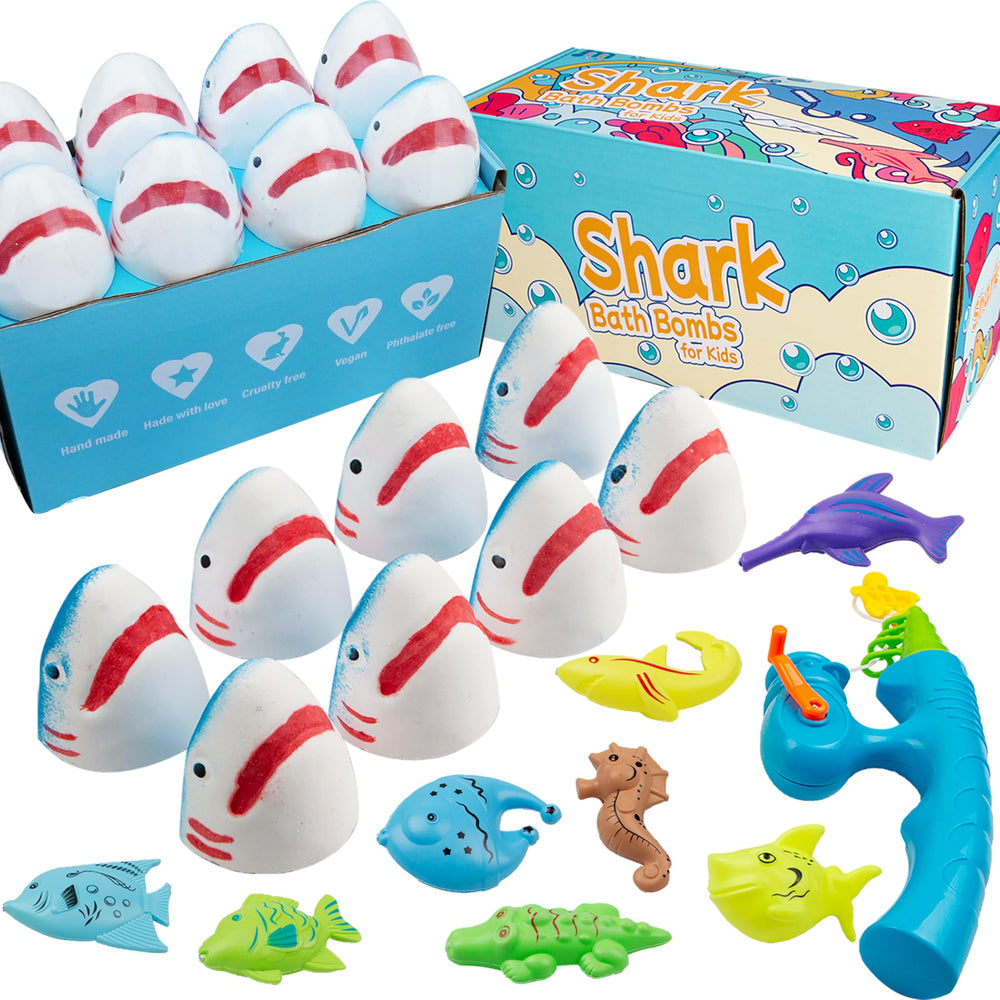 JOI MEW shark bath bombs pack – vibrant colors for engaging kids' bath time.