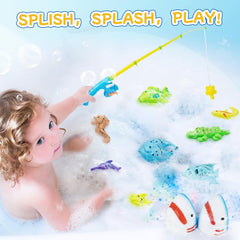 JOI MEW shark bath bombs with fishing toys – bath-time adventure and discovery.