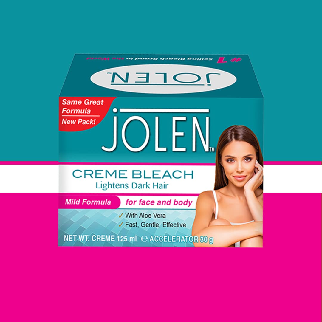 Aplicación sin goteo de Jolen para aclarar vello facial con comodidad.