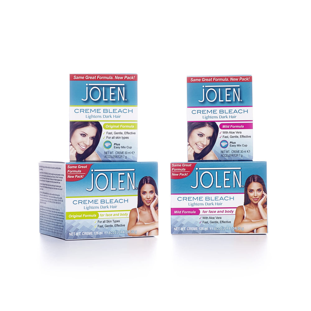 Jolen Creme Bleach Original 125ml mixing tray and spatula for easy application.
