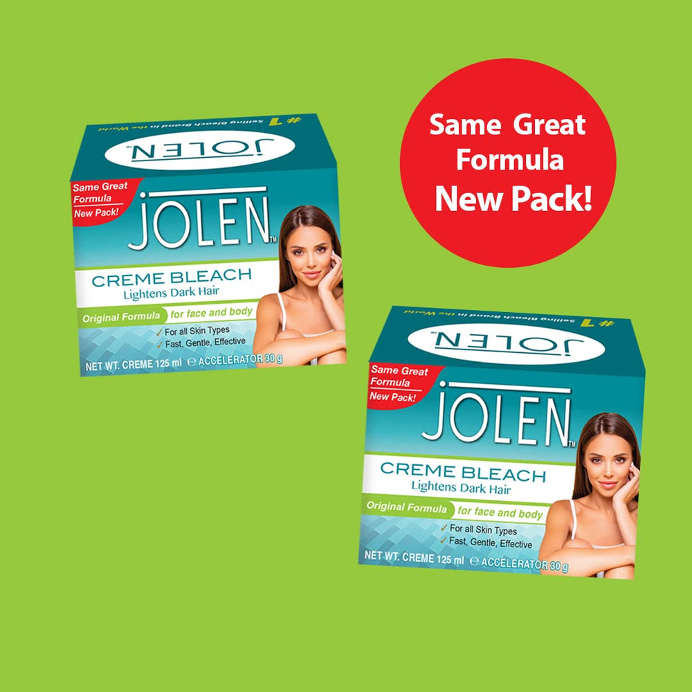 Jolen Creme Bleach Original 125ml skin usage image hints at at-home use.